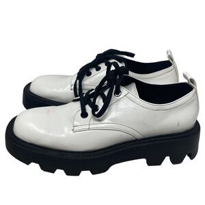 Zara Laceup Platform Oxfords Womens EU 38 US 7.5 White Black Patent Leather